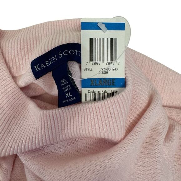 Cable Knit Mock Neck Sweater Long Sleeve Pink Soft Knitwear Top - Picture 4 of 7